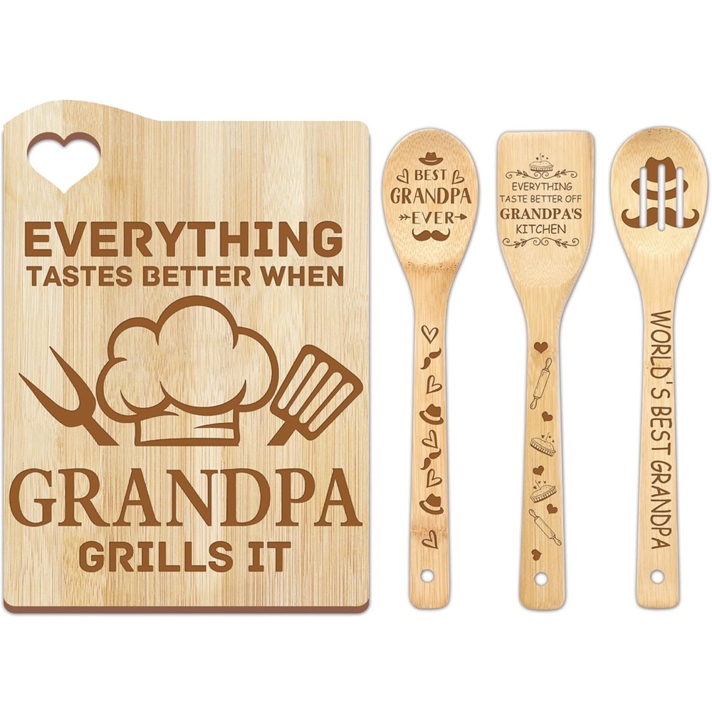 NWT Grandpa Cutting Board and Utensils Gift Set